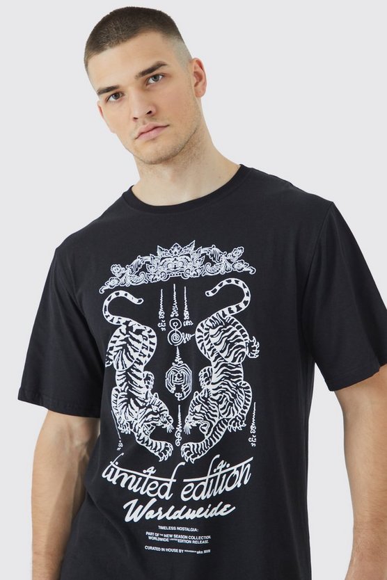 Tall Oversize T-Shirt mit Tiger-Print