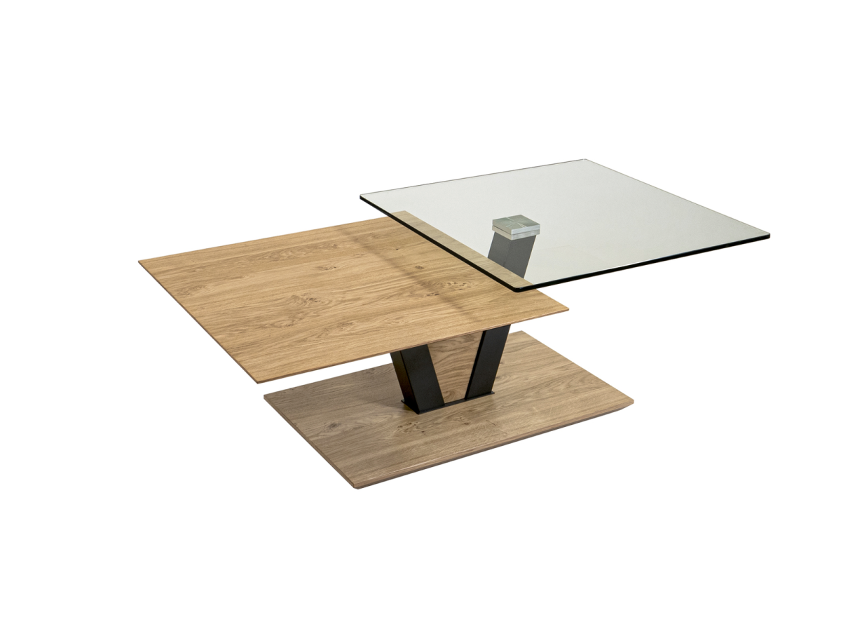 Interliving Couchtisch 6224 Wildeiche klarglas