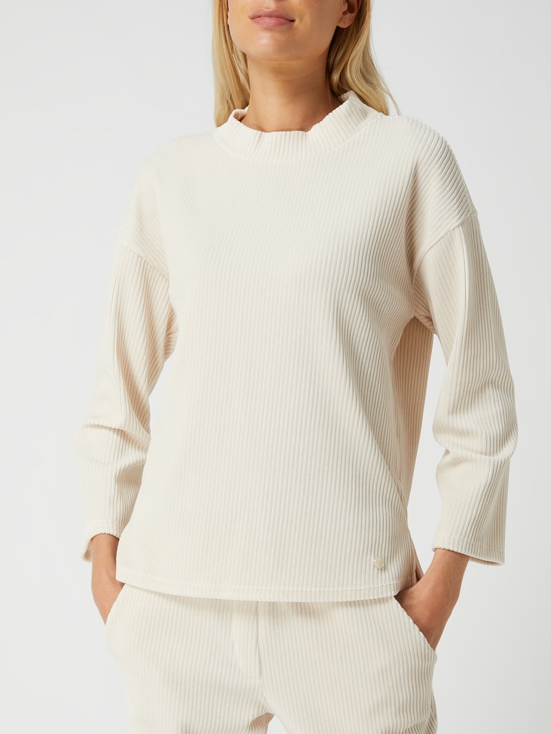 Sweatshirt mit Rippenstruktur in beige