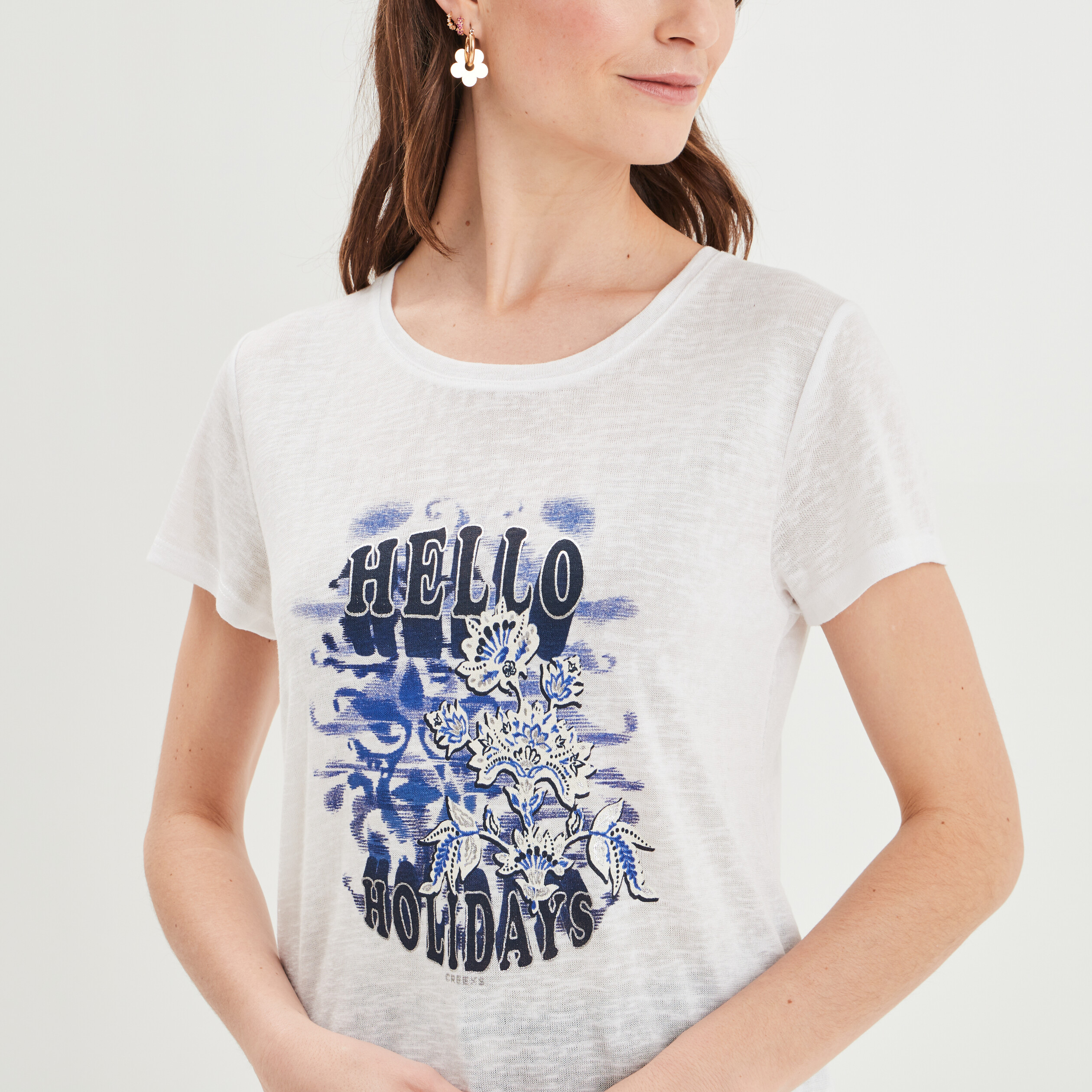 T-shirt manches courtes blanc femme | La Halle