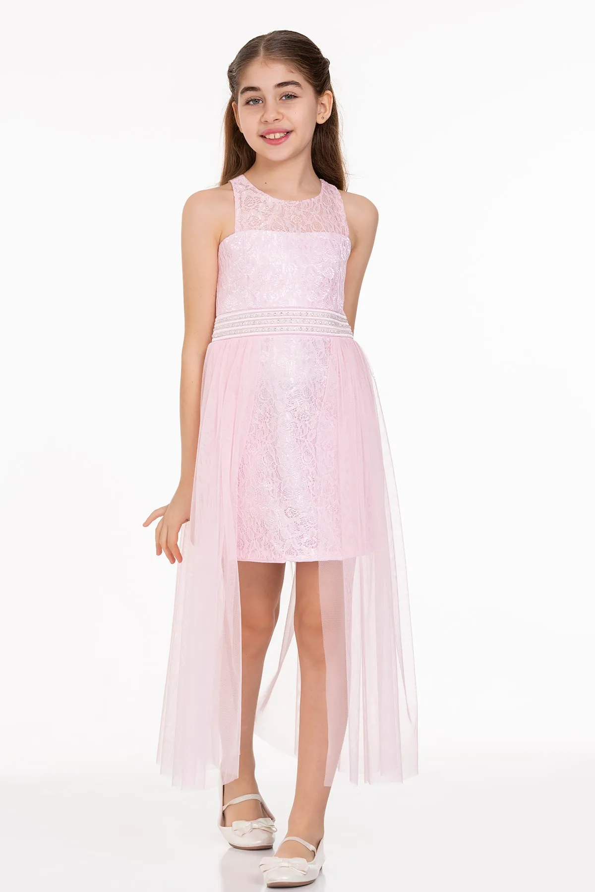 AHENGİM  Mädchen-Abendkleid, Perlenstein-Tüll-Mädchen-Abendkleid Ak2229