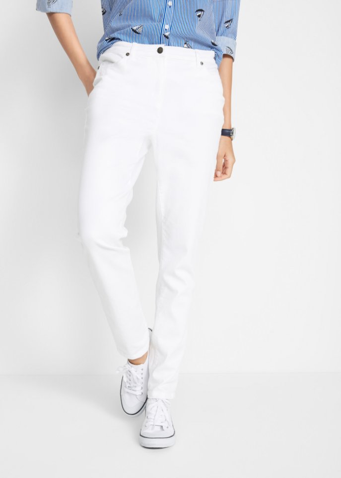High-Waist-Twillhose mit Bequembund, Straight