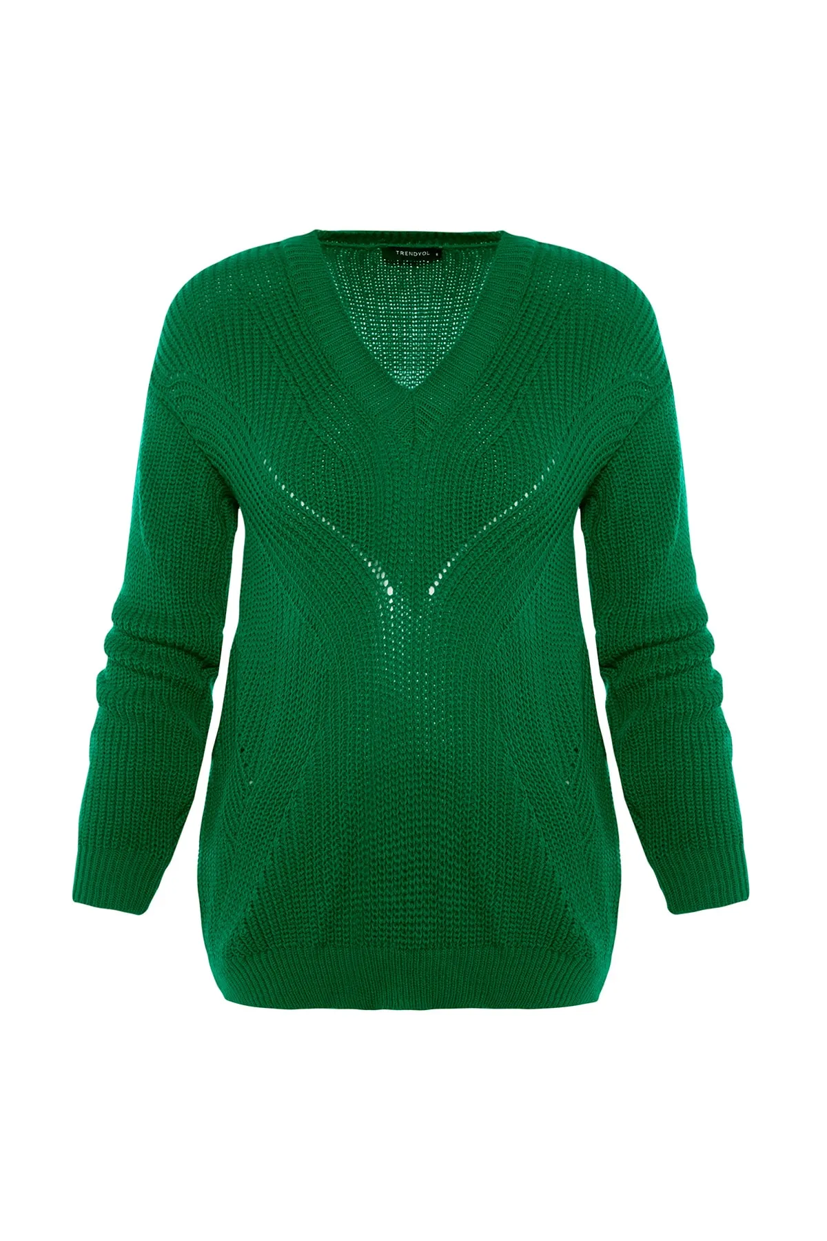 Trendyol Collection  Smaragdgrüner Strickpullover mit Lochmuster TWOAW21KZ0690