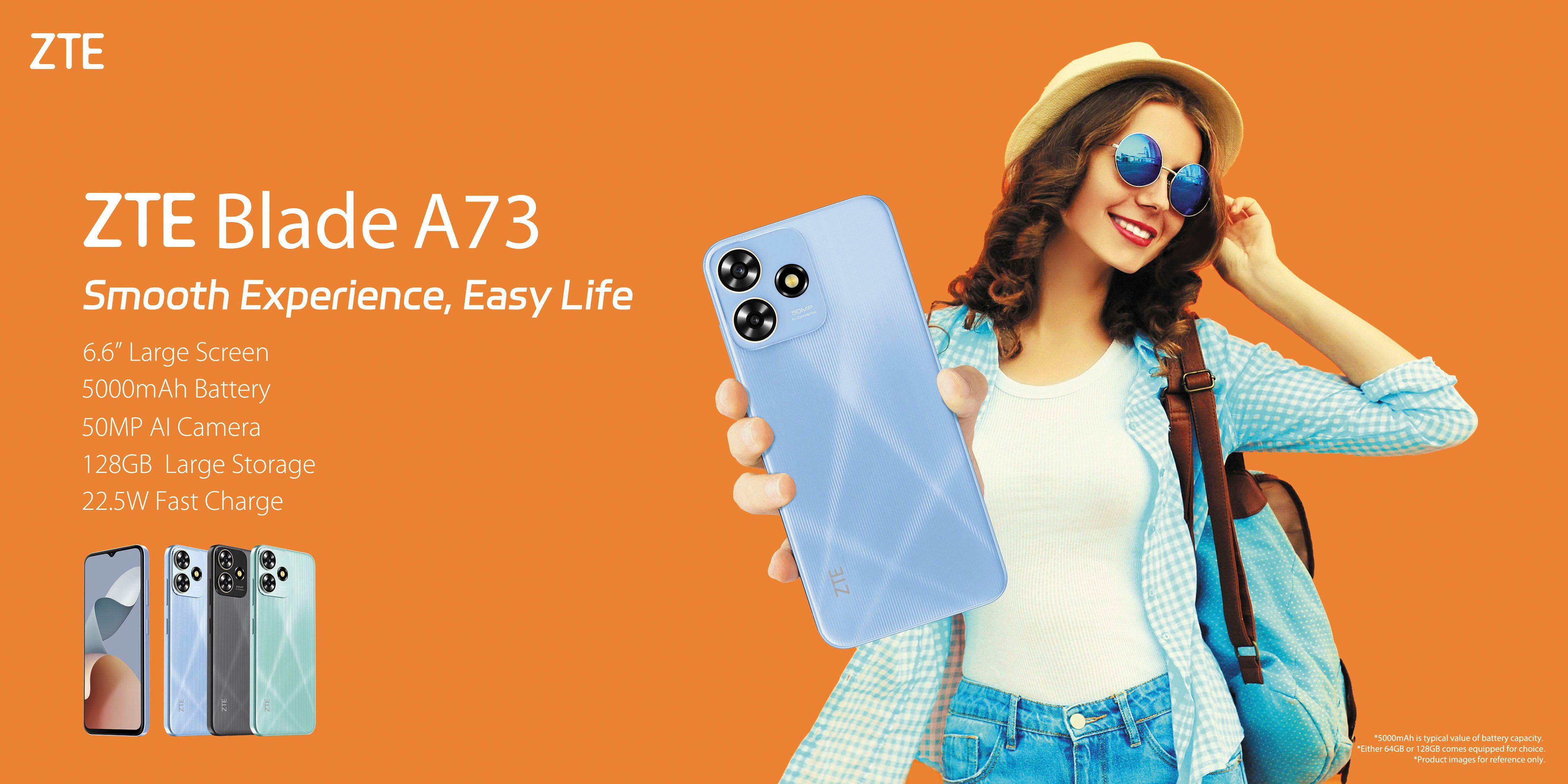 ZTE Blade A73 Smartphone (16,76 cm/6,6 Zoll, 128 GB Speicherplatz, 50 MP Kamera)