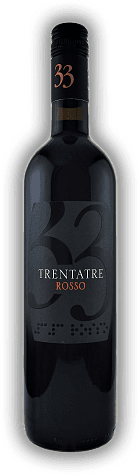 Rocca, Trentatre Rosso Salento, Cabernet Sauvignon, Merlot, Montepulciano, IGT, 2019, Apulien  Rocca, Trentatre Rosso Salento, Cabernet Sauvignon, Merlot, Montepulciano, IGT, 2019, Apulien  Ein fruchtiger Begleiter zu Pizza und Pasta. Jahrgang 2019 -