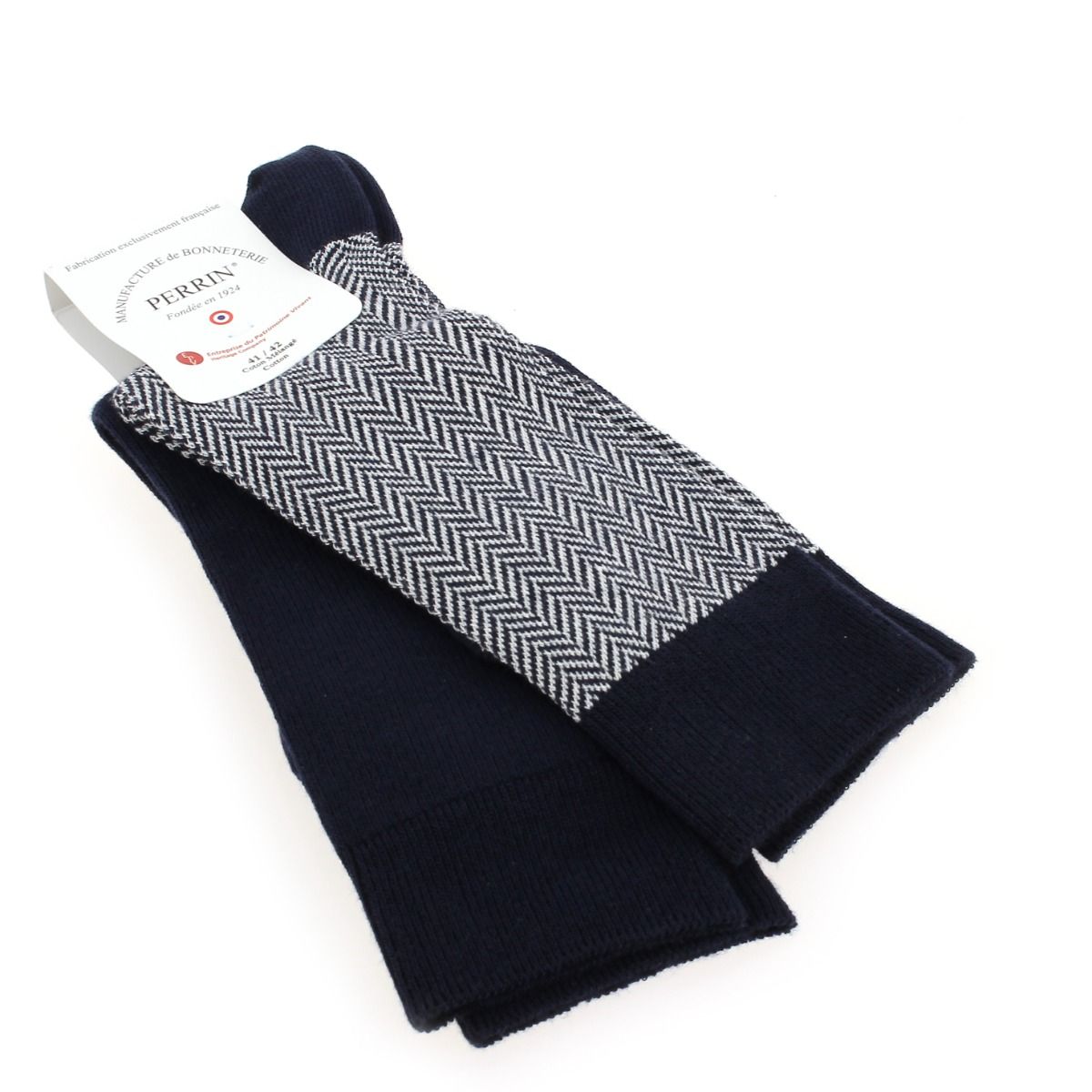 Perrin  Lot de 2 paires de chaussettes homme en coton - Marine