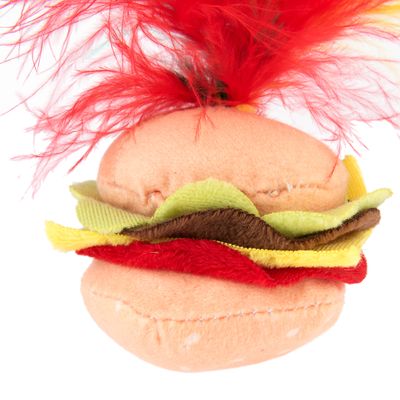 Katzenspielzeug Crinkle Burger mit Federn