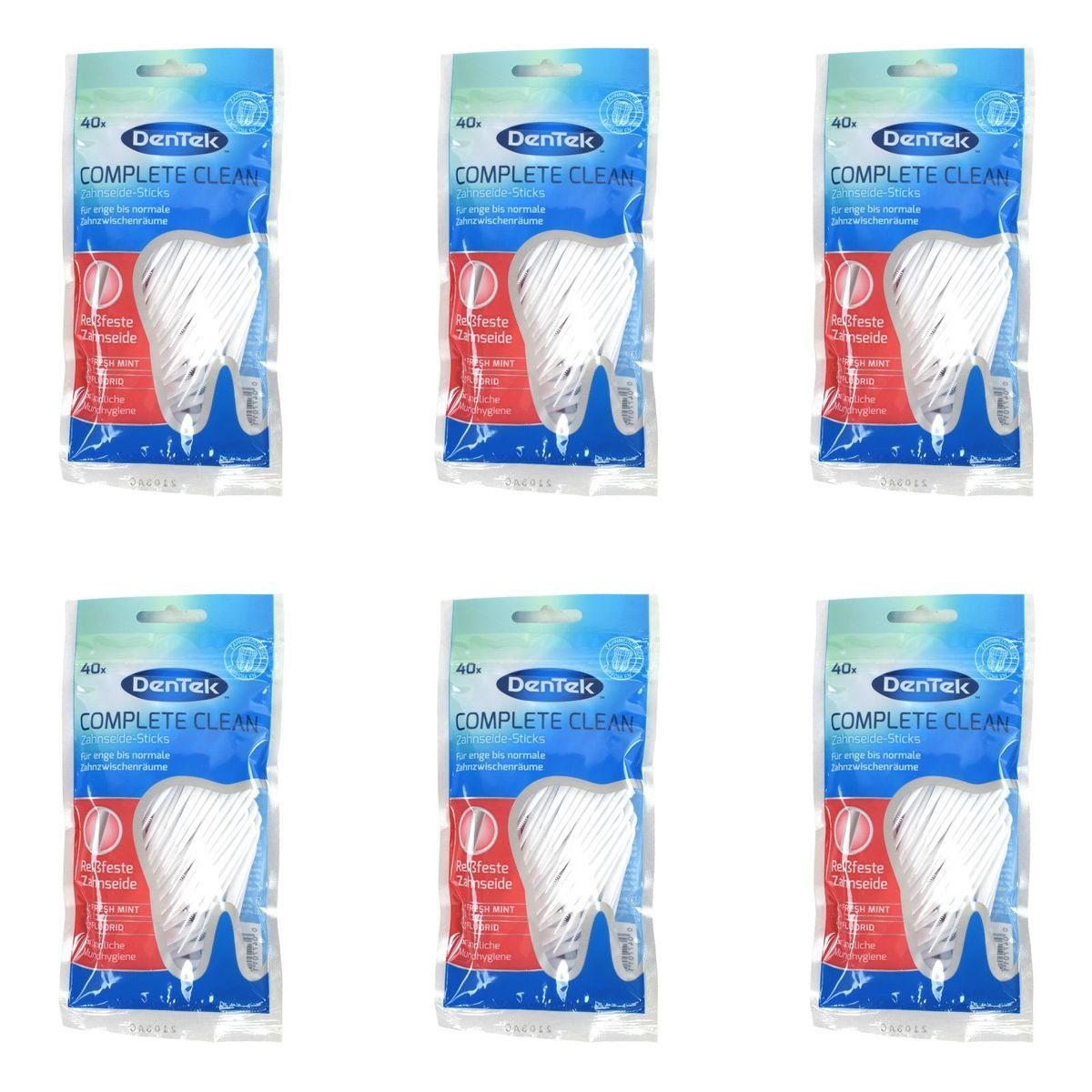 Marabellas Shop Zahnseide-Stick DenTek Complete Clean Zahnseide-Sticks 40er Packung 6er-Set Mundpflege, mit Minzgeschmack