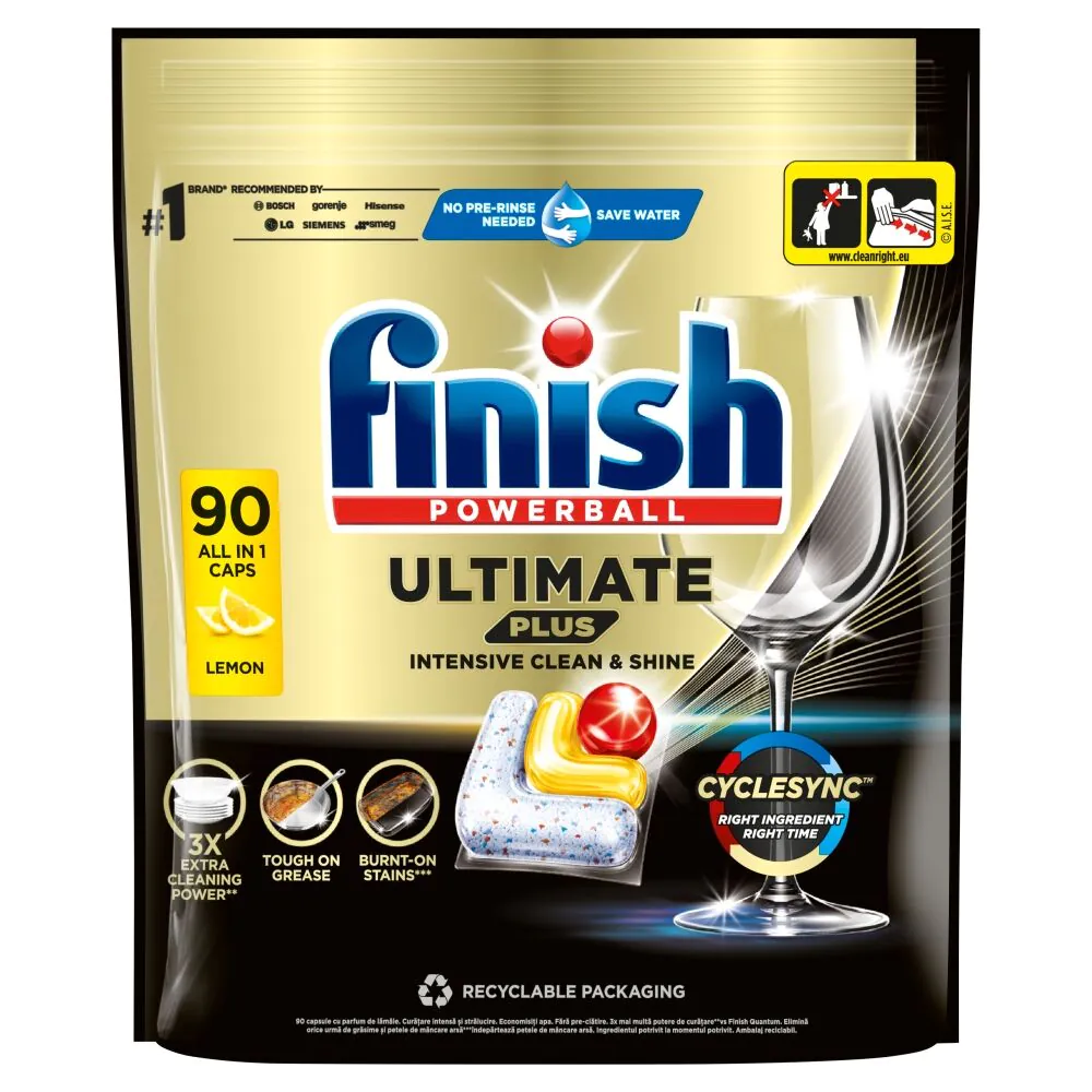 Κάψουλες πλυντηρίου πιάτων Finish Ultimate Plus με άρωμα λεμονιού
