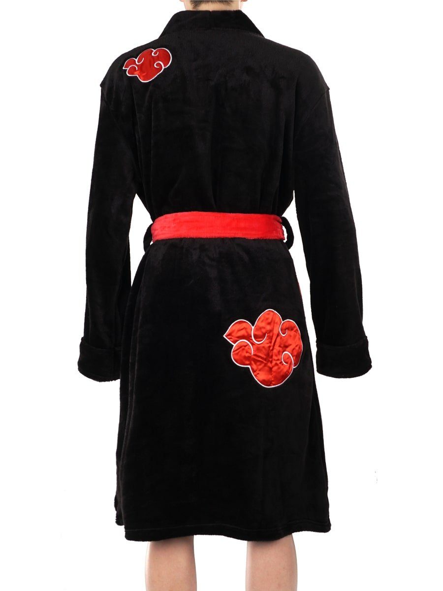 GalaxyCat Bademantel Kuscheliger Akatsuki Bademantel mit aufgenähten Wolken, Größen: M - L, Polyester, Bademantel, Gürtel, Gürtel, Akatsuki Bademantel mit gestickten Wolken