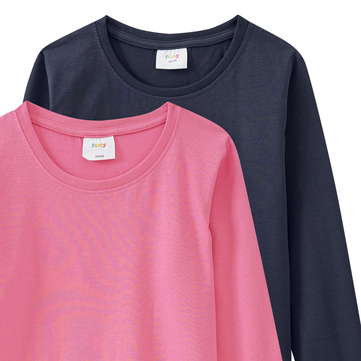 2 Mädchen Langarmshirts im Basic-Style