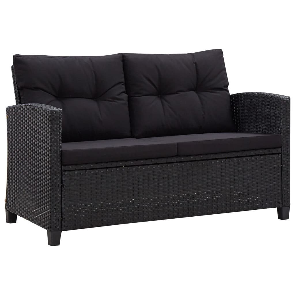 vidaXL Loungesofa 6-tlg. Garten-Sofagarnitur mit Auflagen Poly Rattan Schwarz, 6 Teile