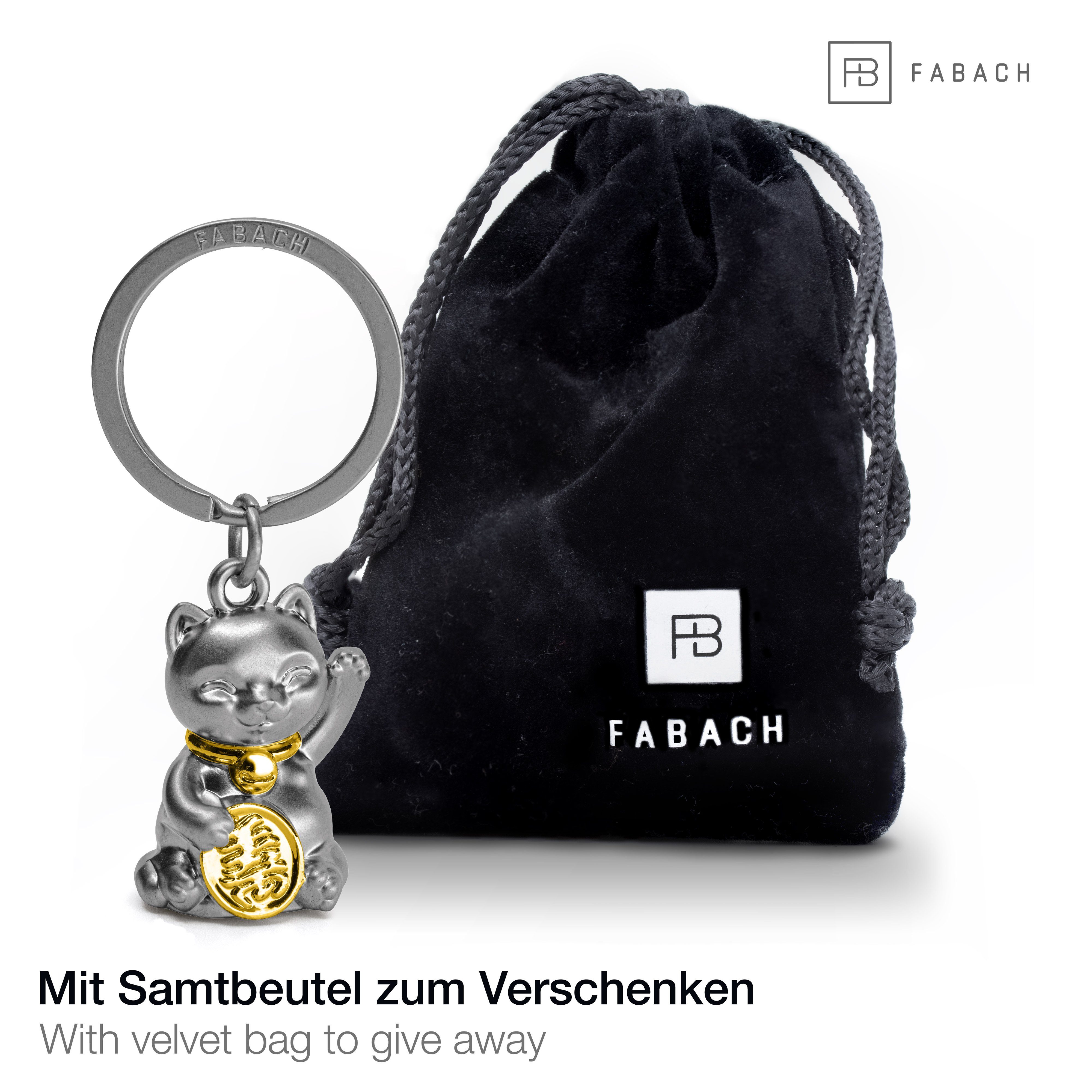 FABACH Schlüsselanhänger Glückskatze Maneki Neko - Winkekatze Glücksbringer Geschenk