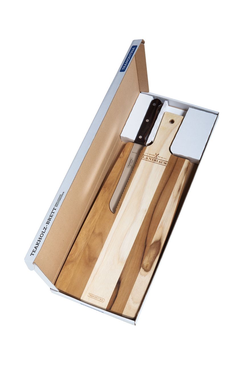 Tramontina Geschenkset Schneidebrett Teak inkl. Brotmesser
