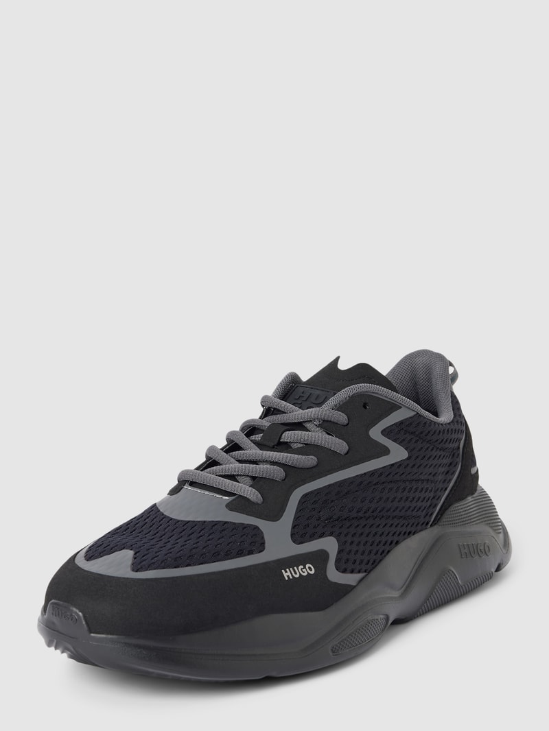 Sneaker mit Label-Details Modell 'Leon' in schwarz