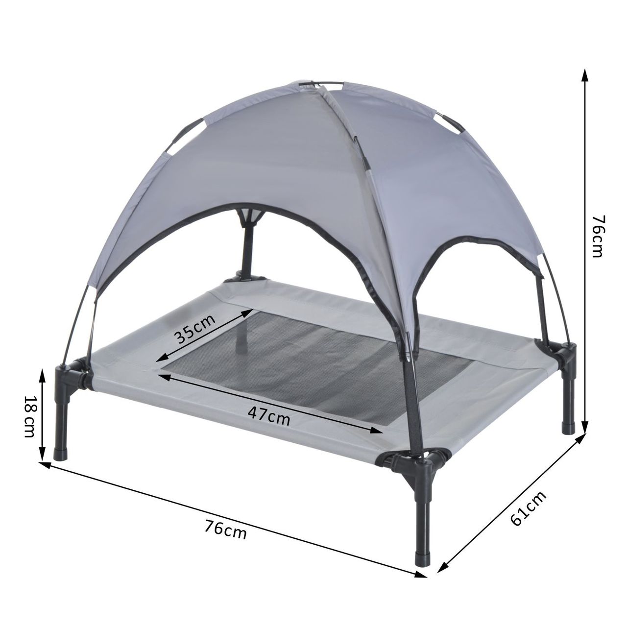 PawHut Haustierbett mit Baldachin Erhöhtes Hundebett Hundeliege outdoor Grau