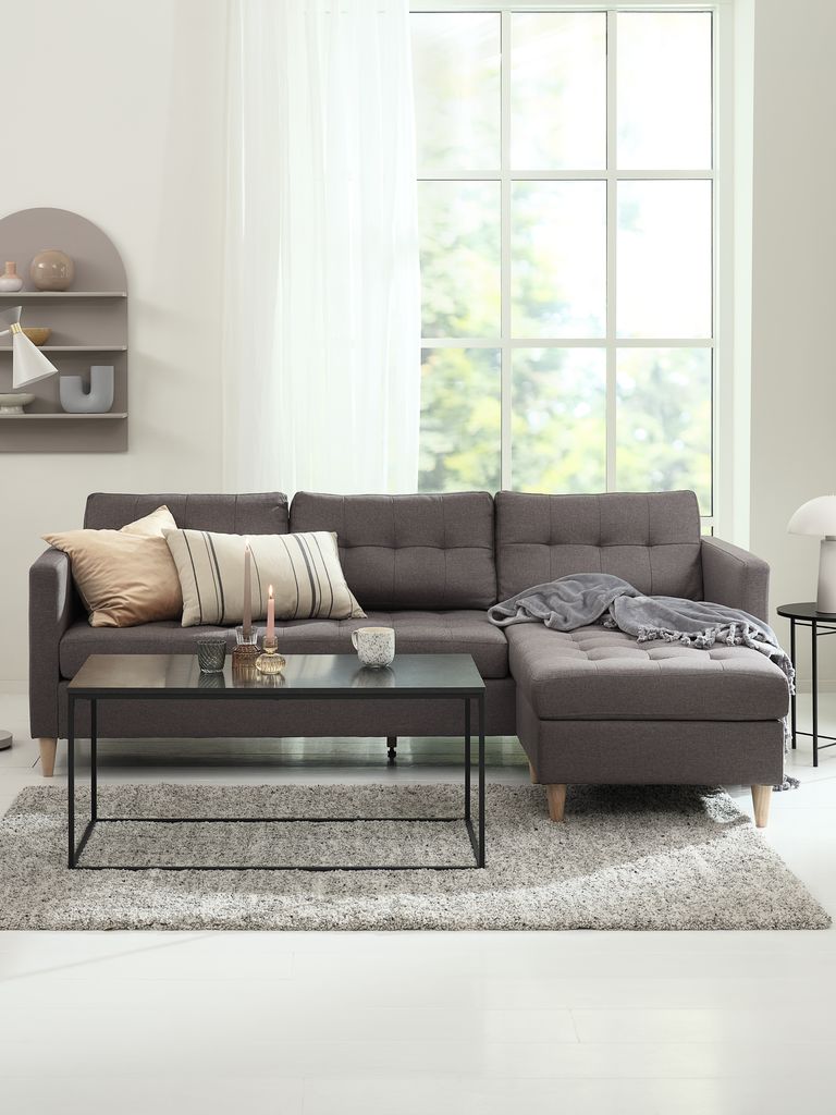 FALSLEV Sofa mit Chaiselongue FALSLEV grauer Stoff