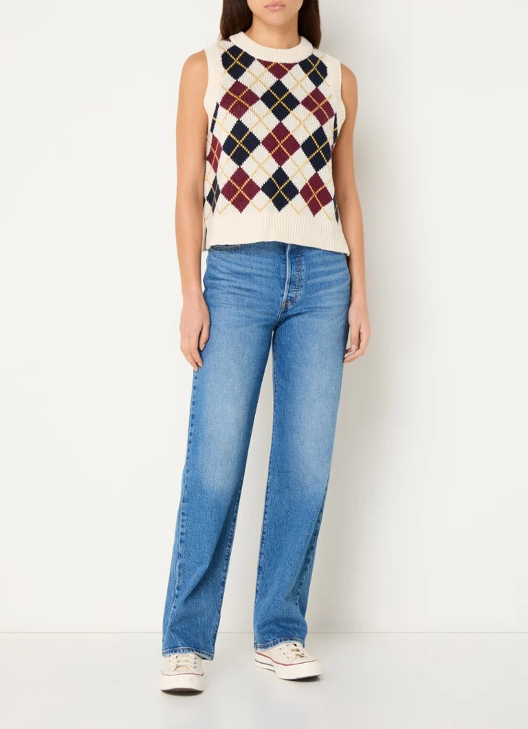 Gruby sweter w kratę z mieszanki wełny Spencer Levi's