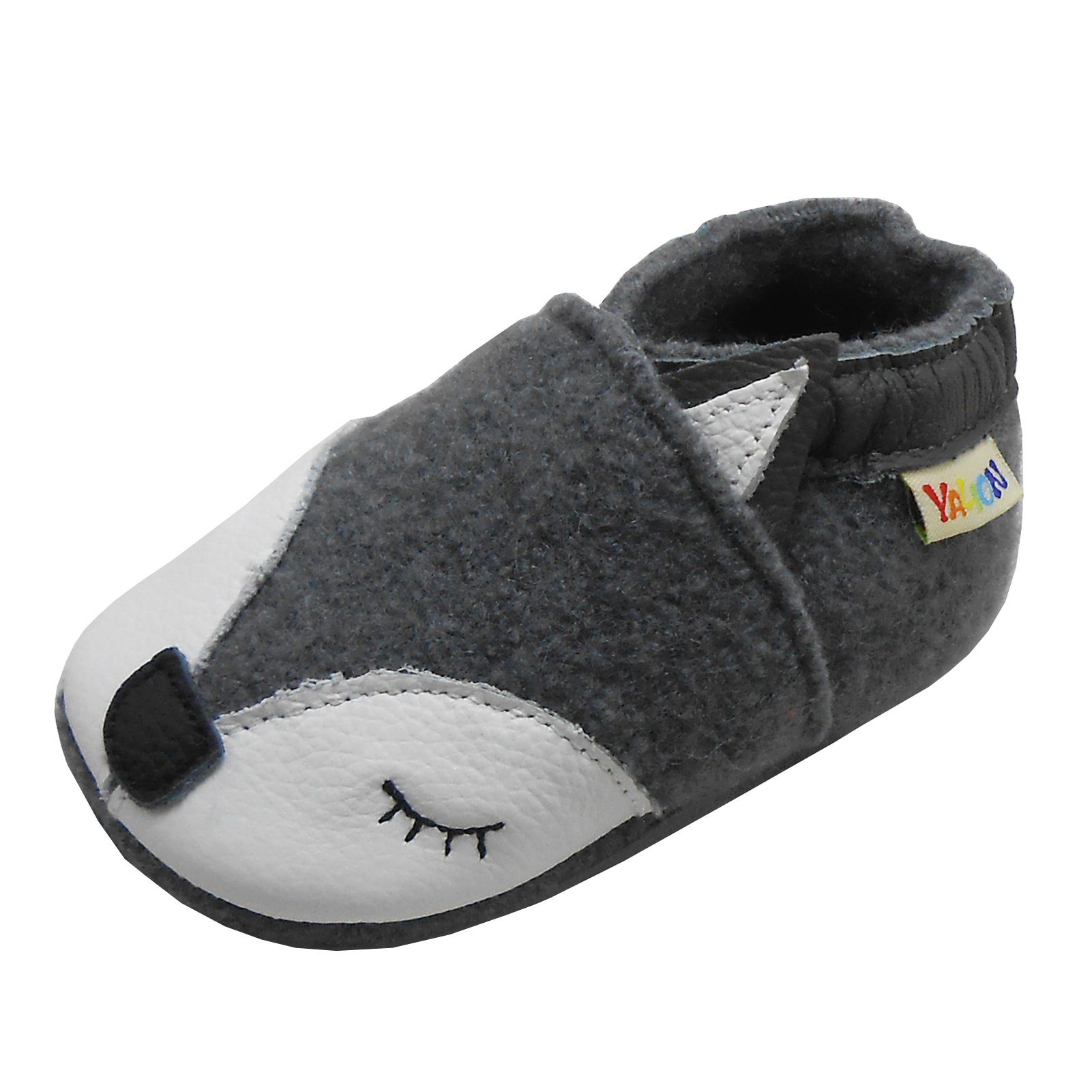 Yalion Krabbelschuh Filz Hausschuhe aus 100% Schafwolle, fuchs, grau Krabbelschuh warm halten