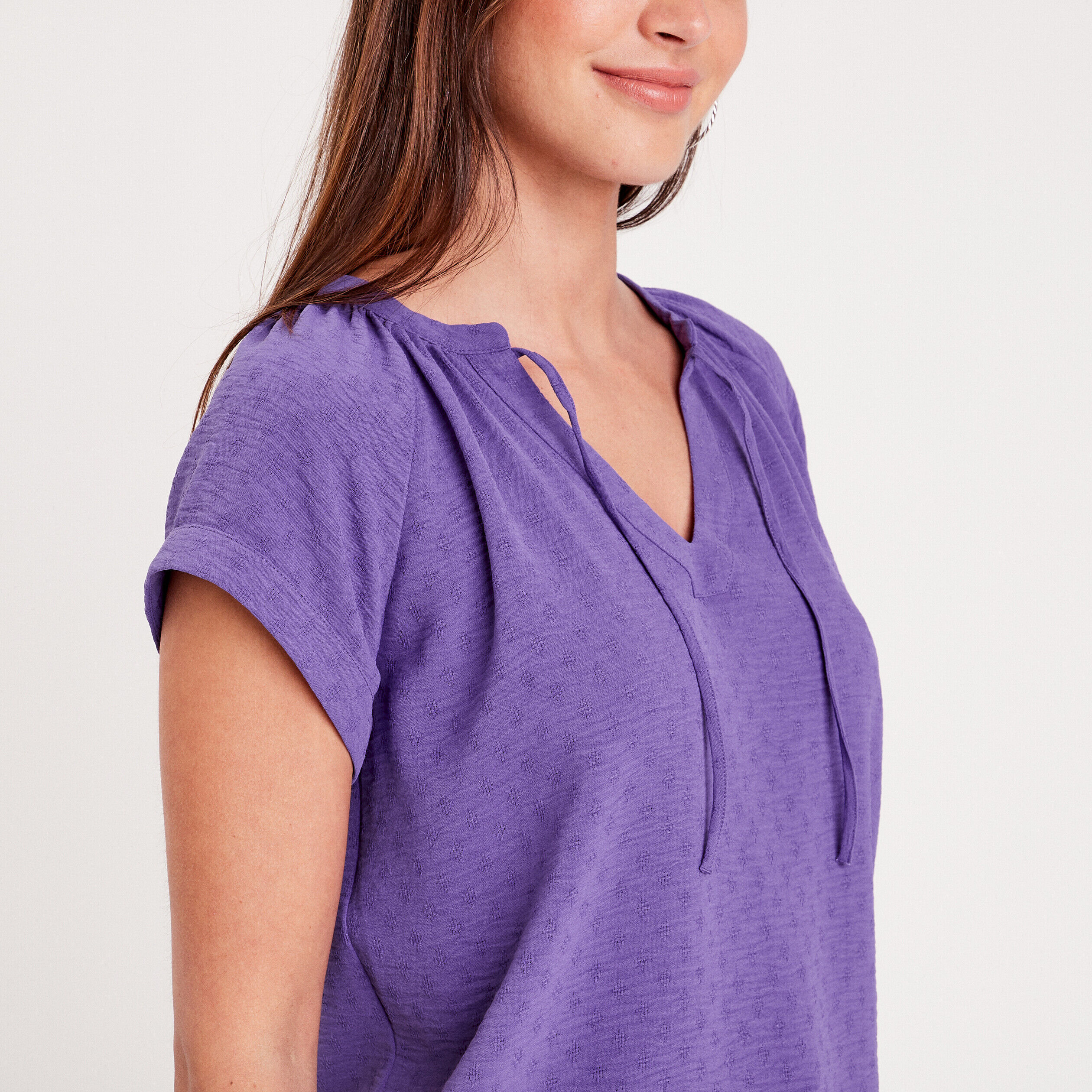 Blouse manches courtes violet foncé femme | Cache Cache