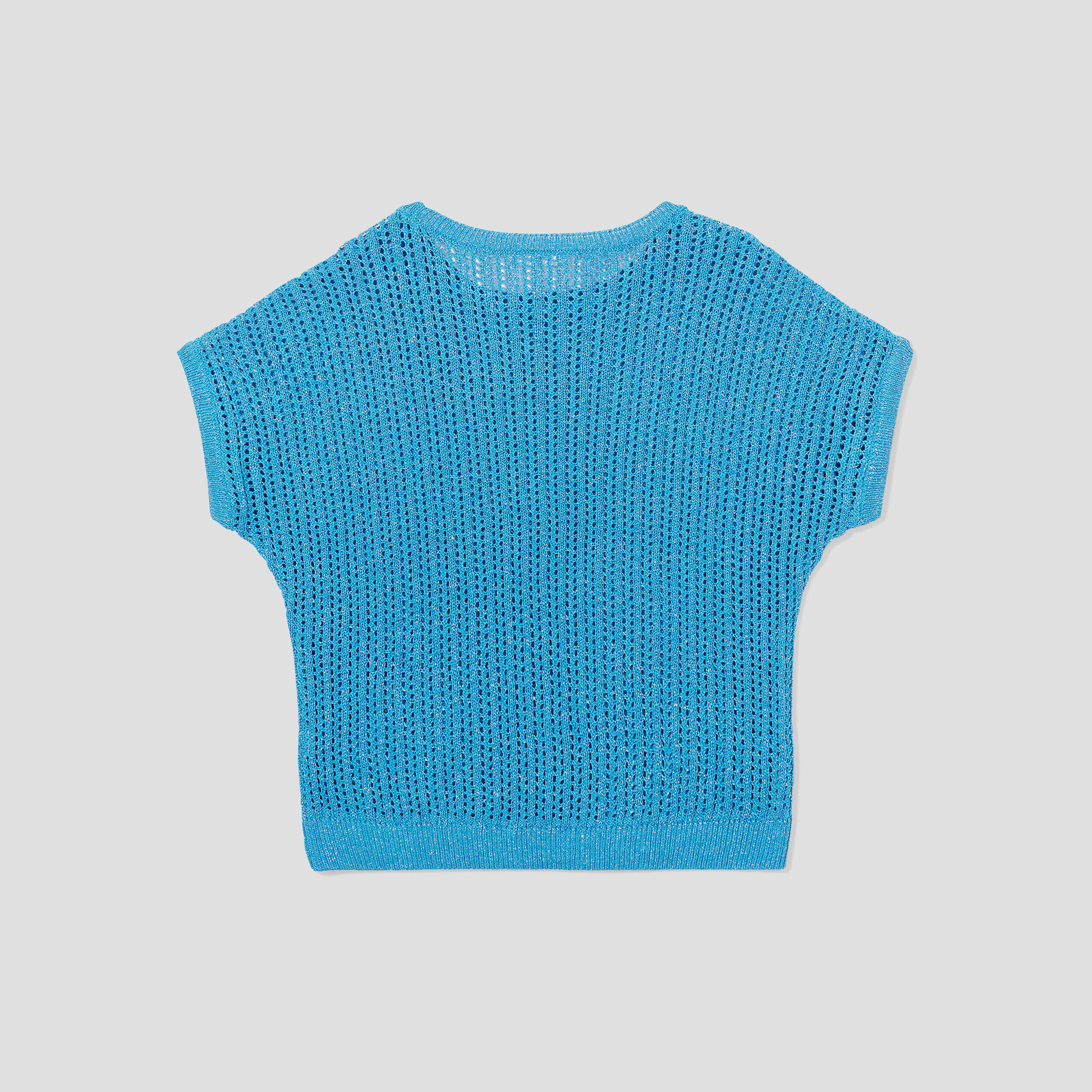 Pull ajouré manches courtes bleu femme | Cache Cache