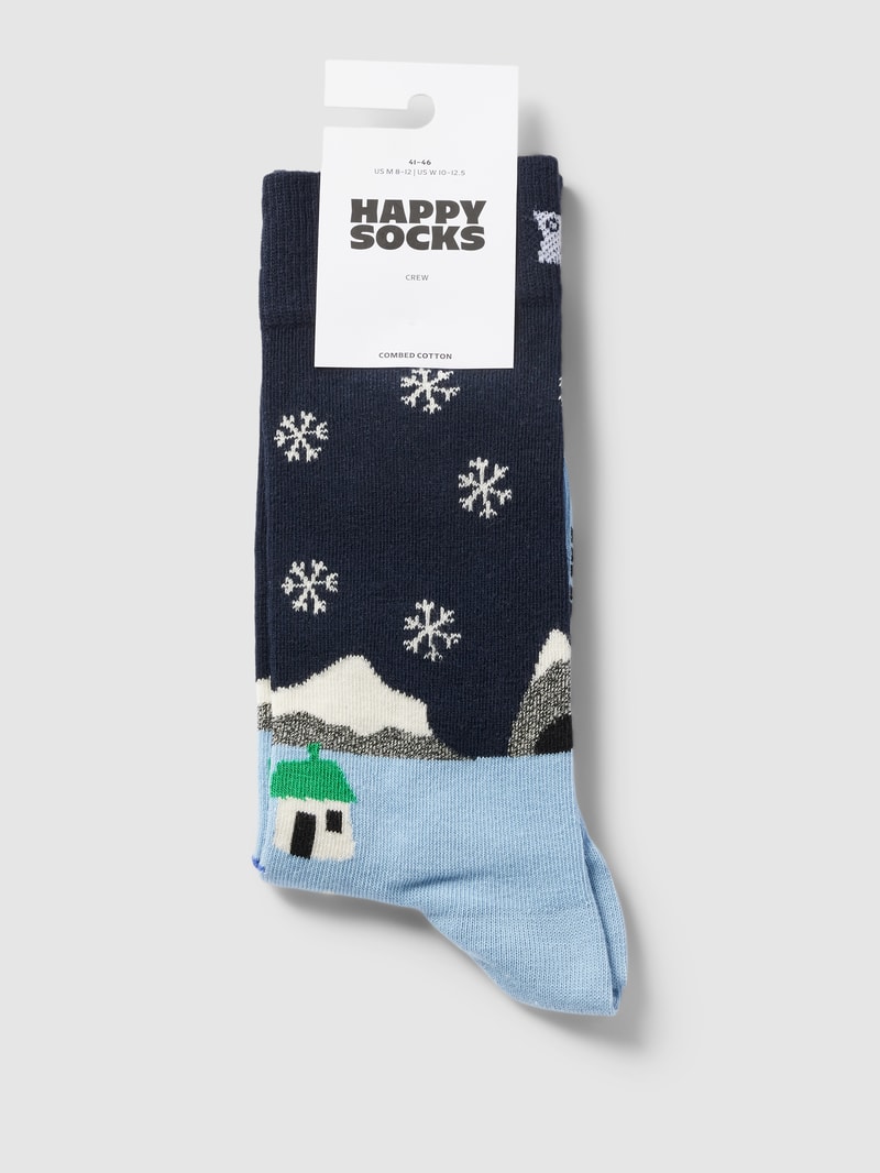 Socken mit Motiv-Print in dunkelblau