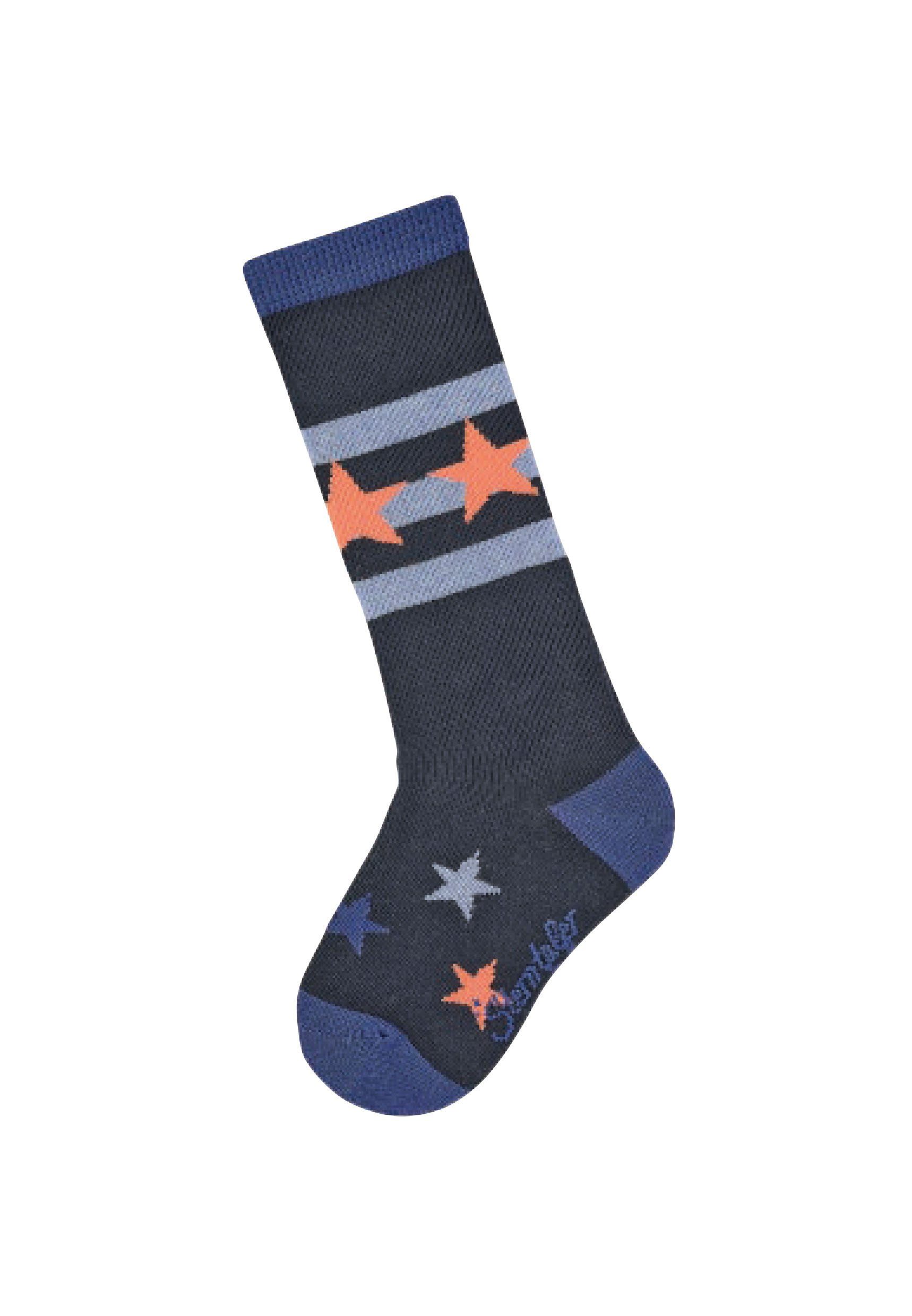 Sterntaler® Kniestrümpfe Kniestrümpfe Ringel, 3er-Pack (3-Paar) Hohe Socken - Strümpfe, Kniestrümpfe 3er-Pack Ringel, Kinderkniestrümpfe gestreift mit Ringel und Stern Motiven, Weiche Kinder Kniesocken mit hohem Baumwollanteil, Blau oder Anthrazit -