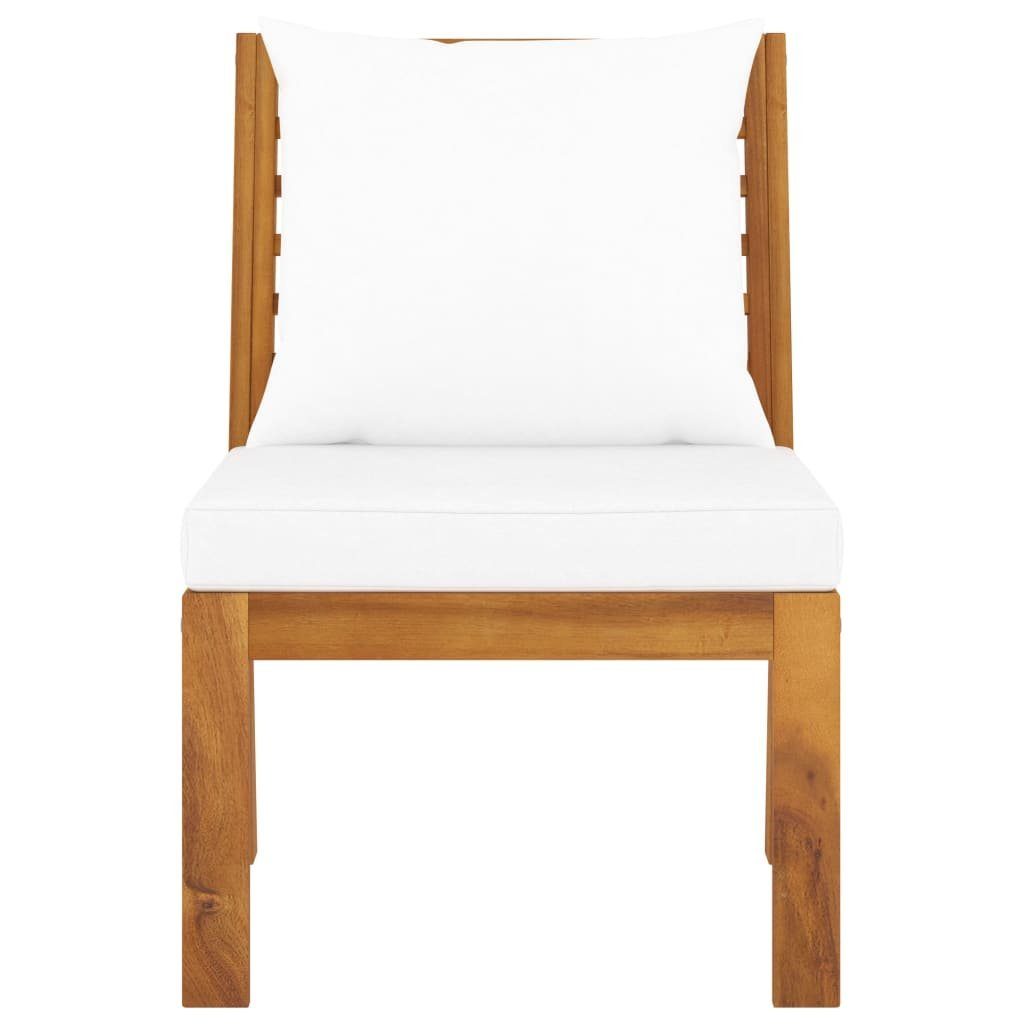 vidaXL Loungesofa 3-tlg. Garten-Lounge-Set mit Creme Kissen Akazie Massivholz, 1 Teile
