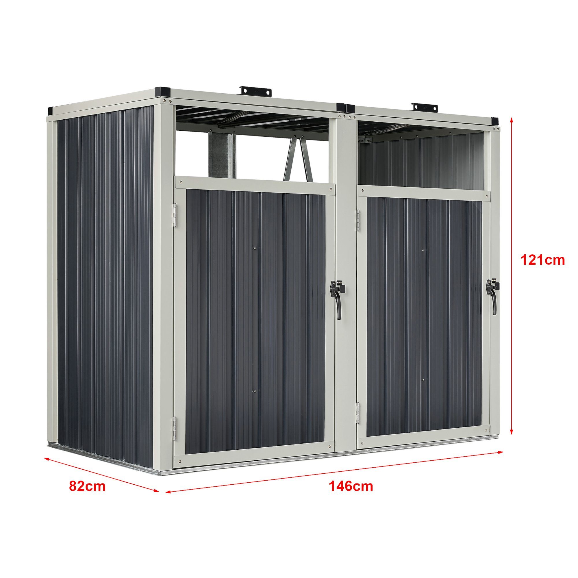 pro.tec Mülltonnenbox, Tarbek Mülltonnen Verkleidung für 2 Tonnen 240 L Stahl Anthrazit