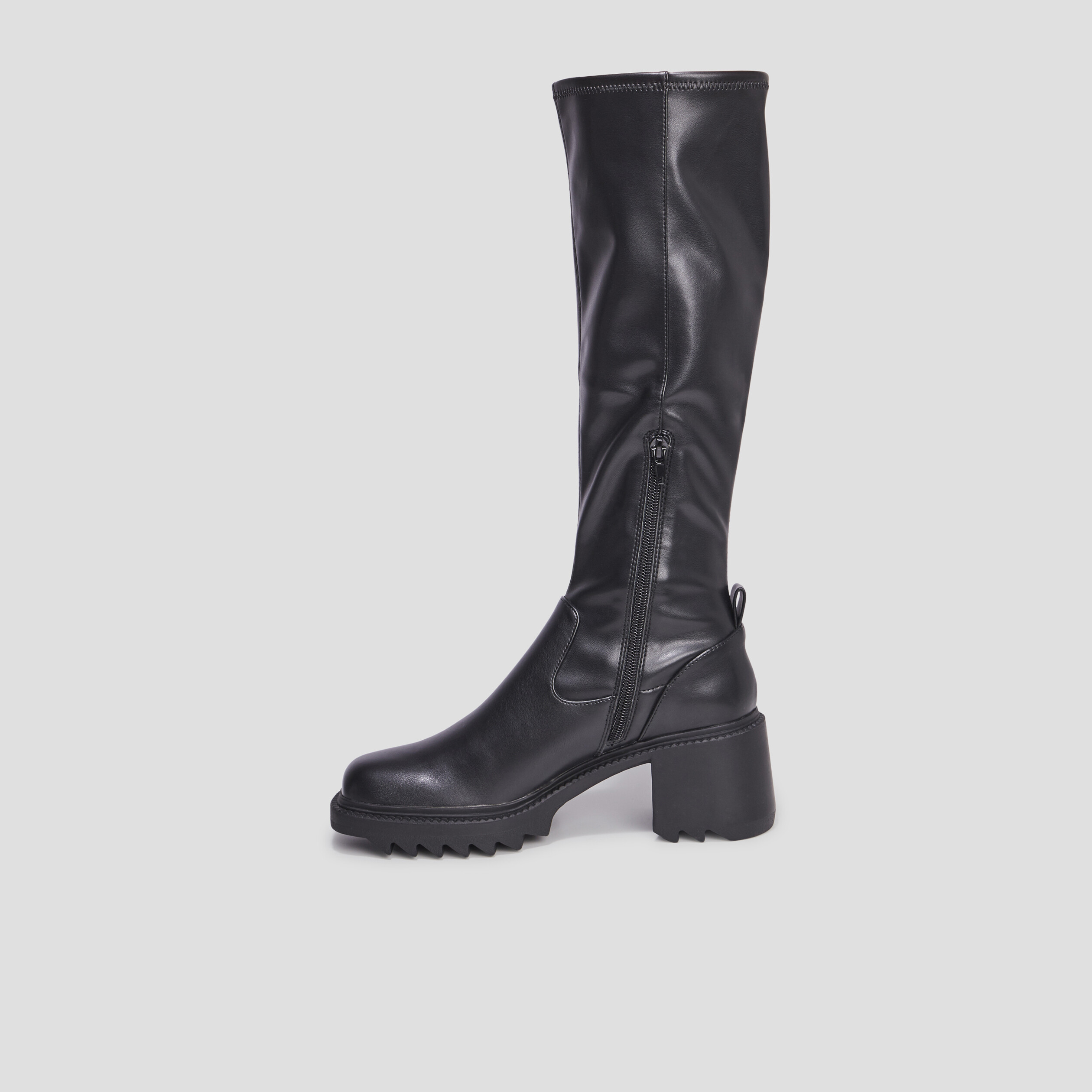 Bottes hautes semelles chunky noir femme | La Halle