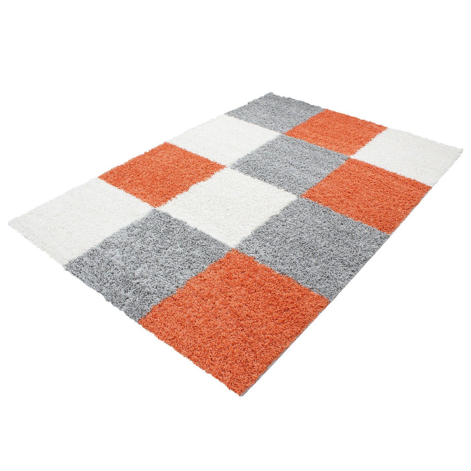 Hochflor-Teppich Hochflorteppich Langflor kariert Shaggy Wohnzimmer, Miovani, Höhe: 30 mm