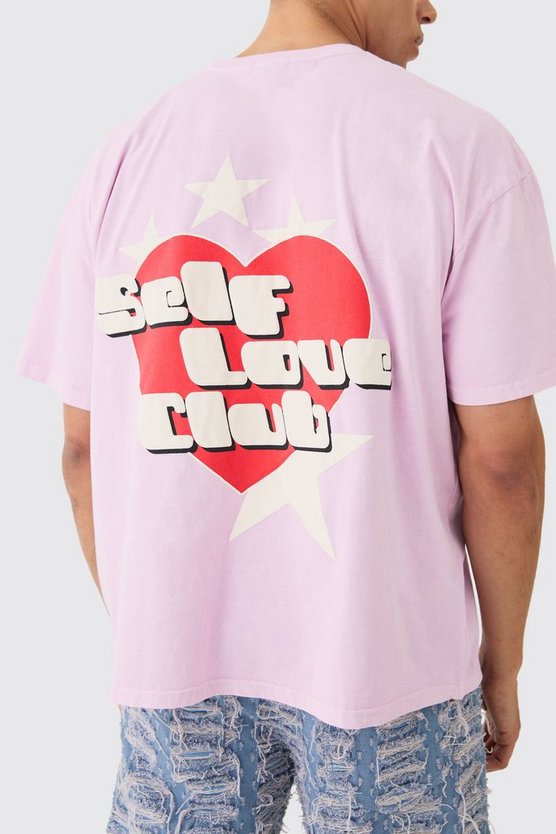 Oversize T-Shirt mit Self Love Club Print
