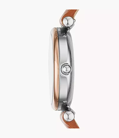 Fossil Damenuhr Carlie Mini Leder Hellbraun
