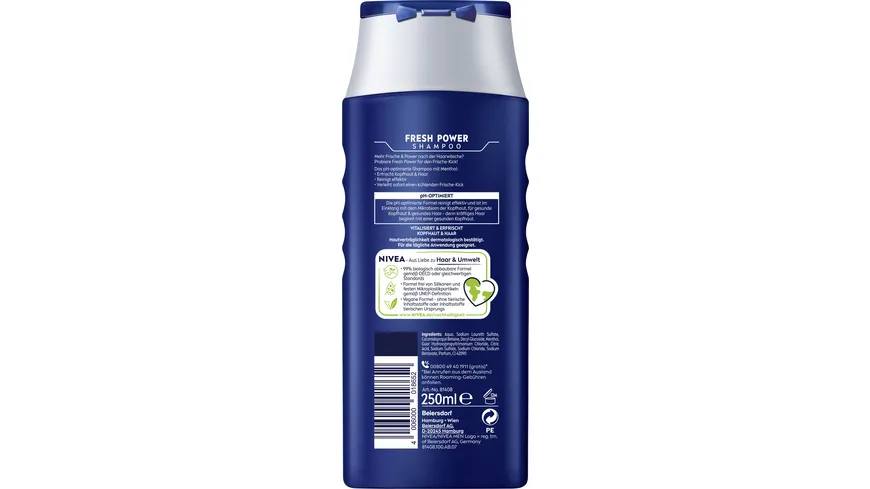 NIVEA MEN Fresh Power Shampoo 250 ml