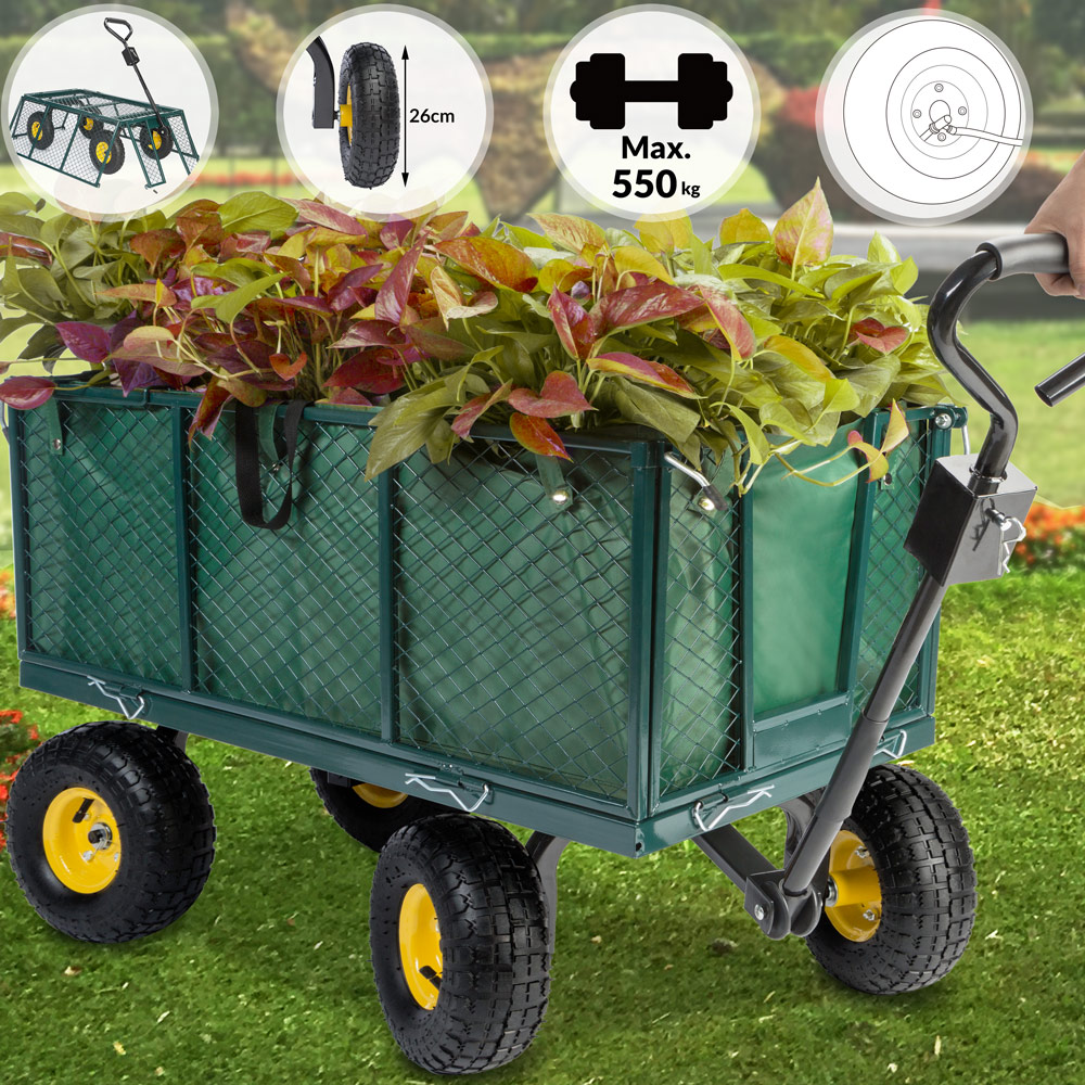 Casaria Gardebruk® Gartenkarren Bollerwagen 114 x 52 x 105cm grün