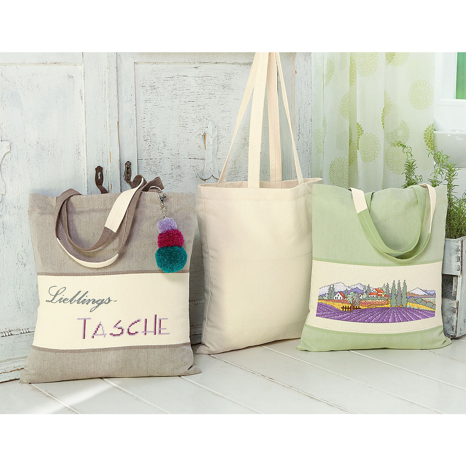 Baumwolltasche mit Aidafeld, lindgrün