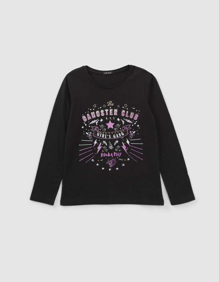 T-shirt noir coton bio visuel rock fille