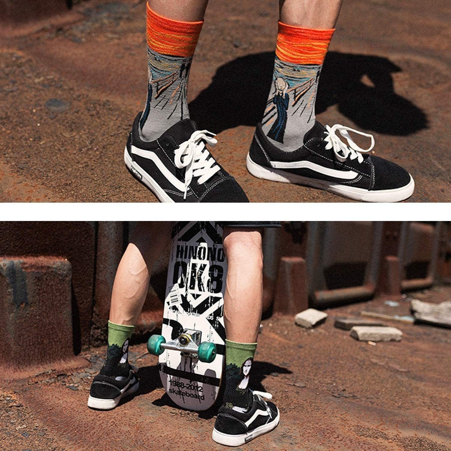 Alster Herz Freizeitsocken 4x Bunte lustige Socken Damen Herren, 38-43, Baumwolle, A0465 (4-Paar) berühmte Motive der Malerei