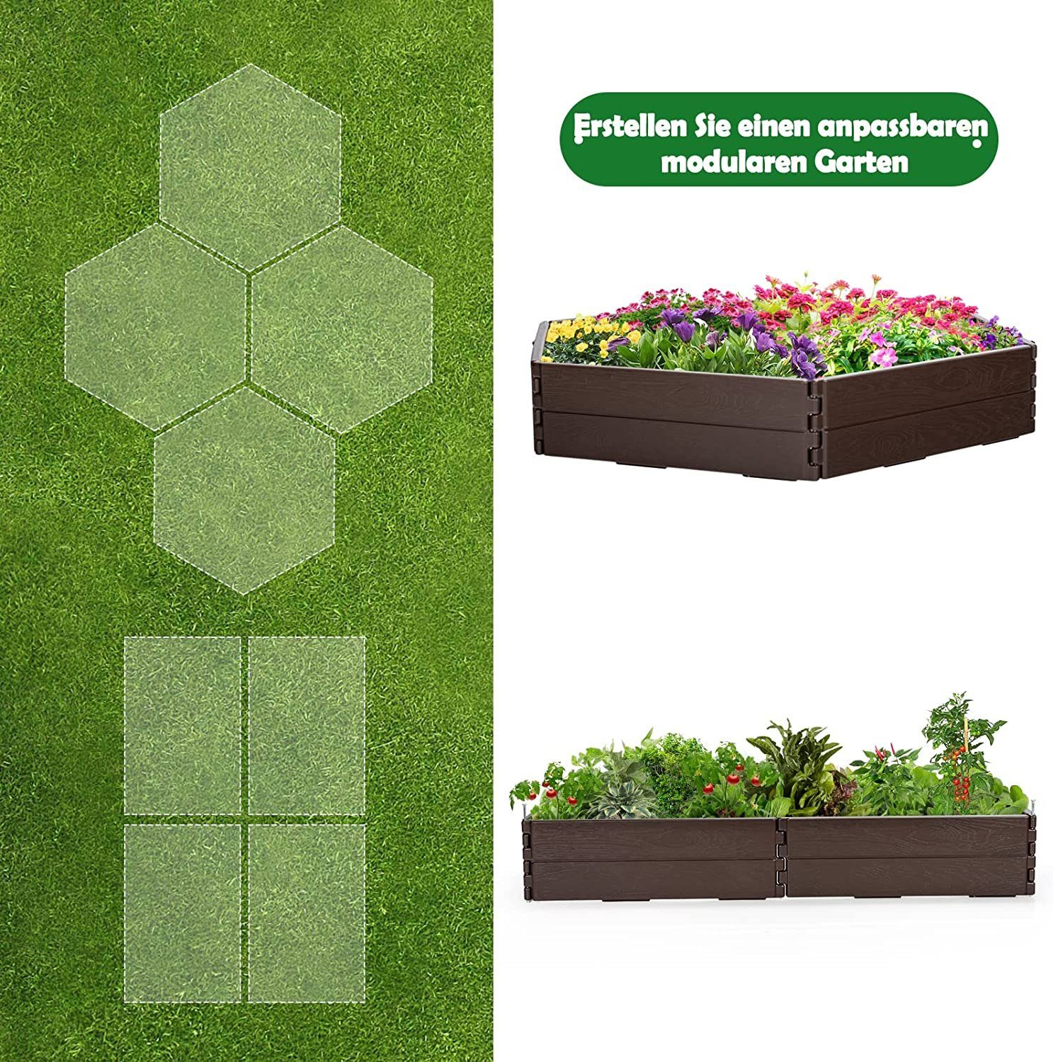 KOMFOTTEU Hochbeet Gartenbeet aus HDPE, Werkzeuglose Montage