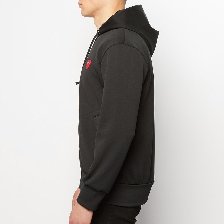 Comme des Garcons Play Play Red Heart Hooded Zip Sweatshirt black