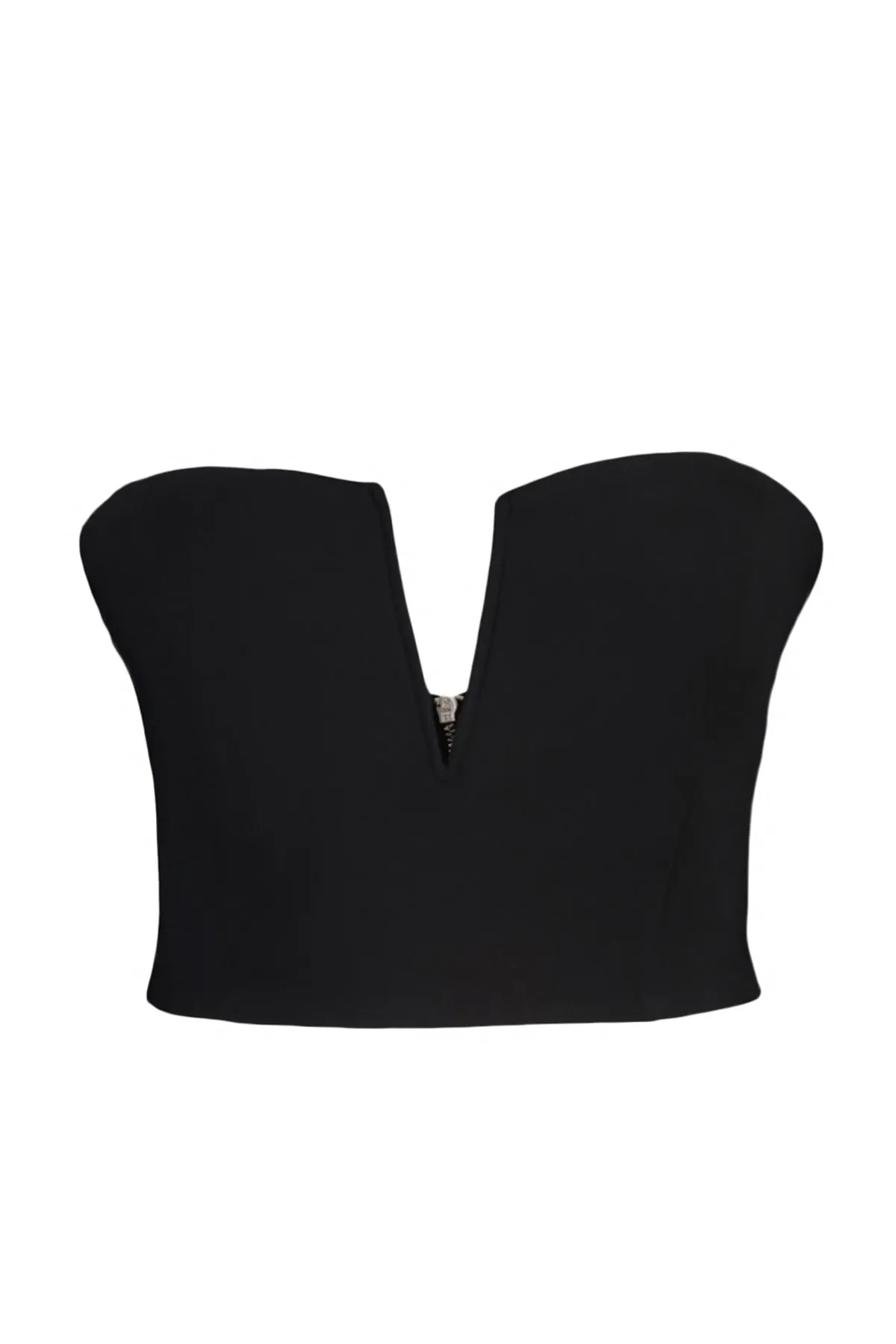Trendyol Collection  Schwarzes, bauchfreies, gefüttertes Bustier aus Webstoff TPRSS22BS0065