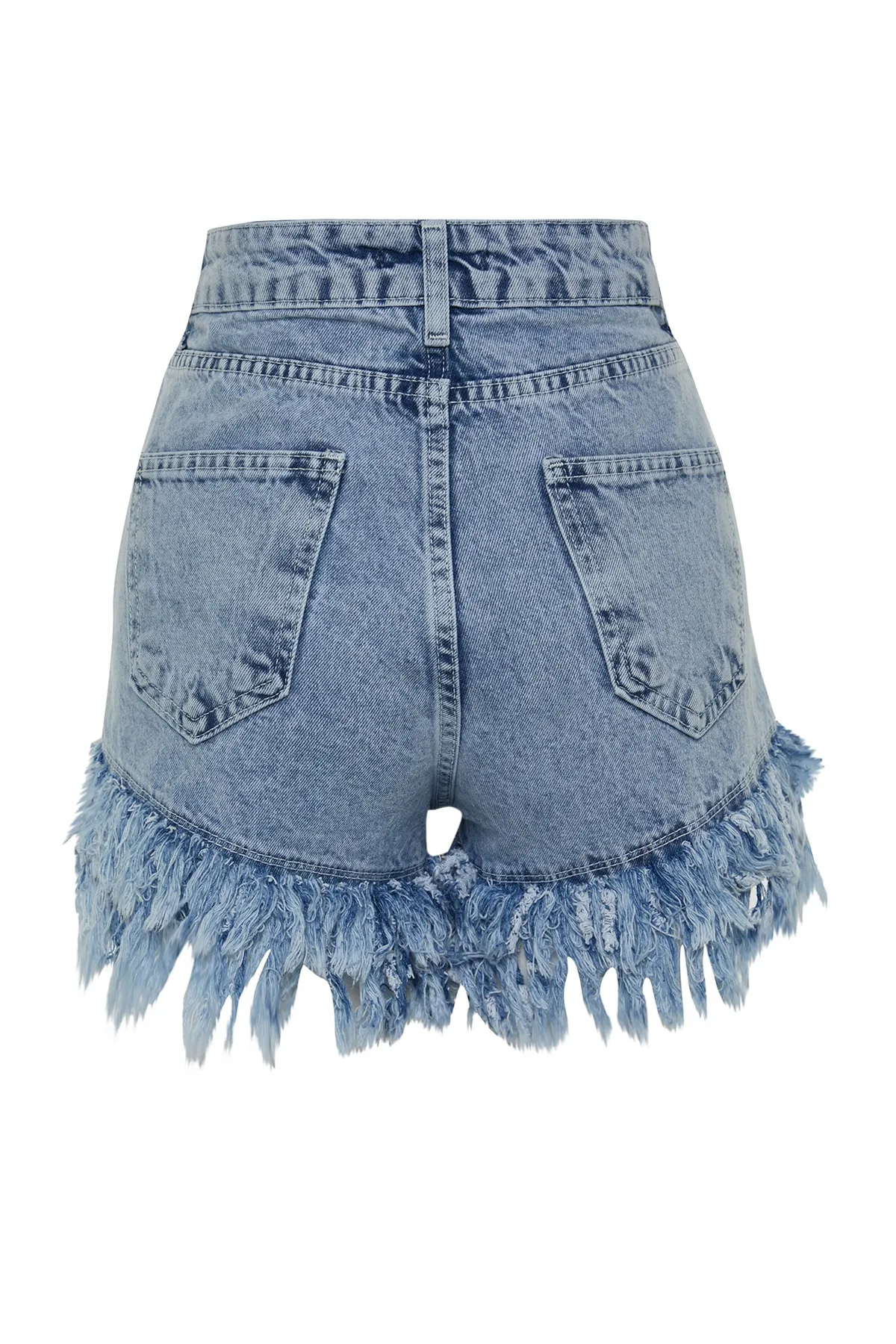 Trendyol Collection  Hellblaue Jeansshorts mit Quasten und Bermuda TWOSS23SR00164