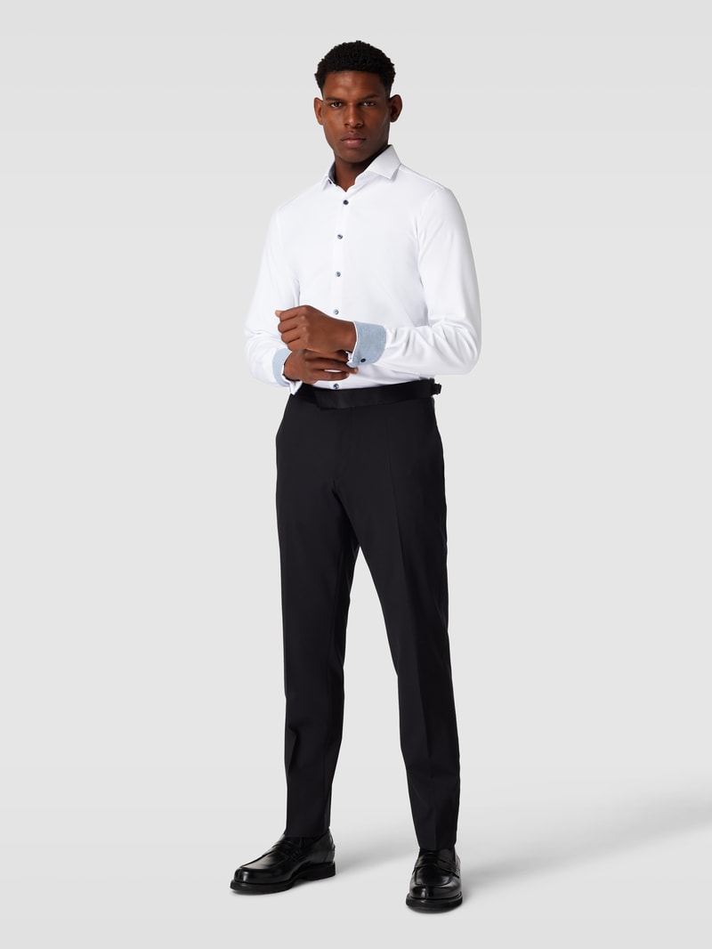 Body Fit Business-Hemd in unifarbenem Design Modell 'Nick' in weiß