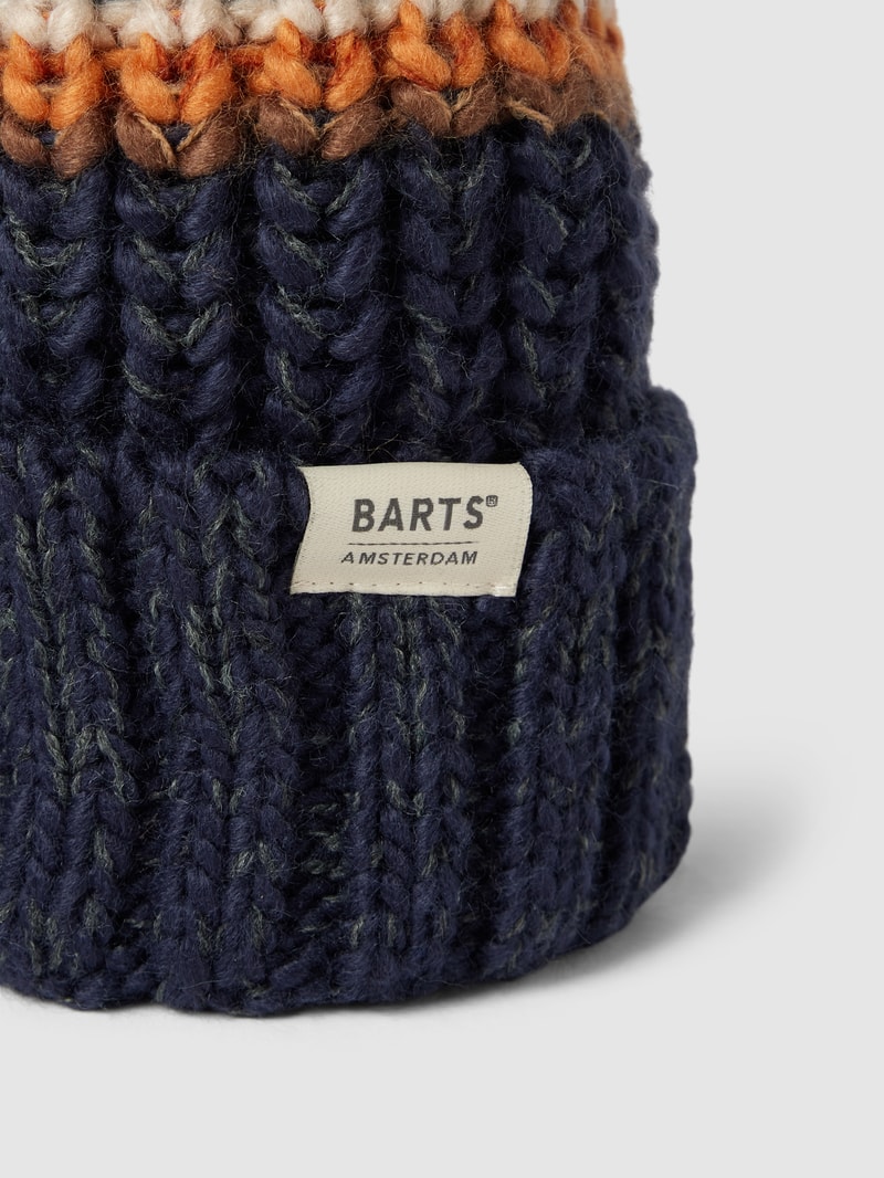 Pudelmütze mit Streifenmuster Modell 'Reggey' in blau