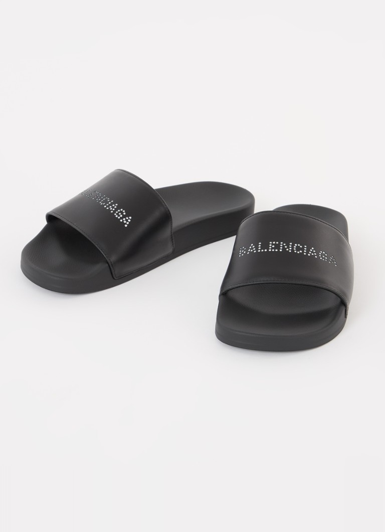 Balenciaga papuče s kožnim detaljima i cirkonima