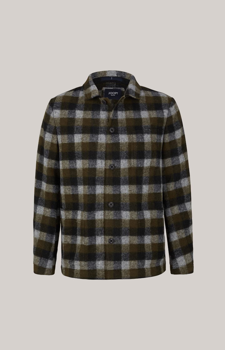 Flanell-Overshirt Haiko in Grün/Grau kariert