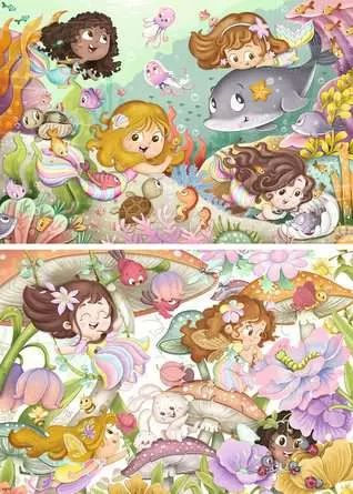 Kinderpuzzle ab 3 Jahren - Kleine Feen und Meerjungfrauen - 12 Teile