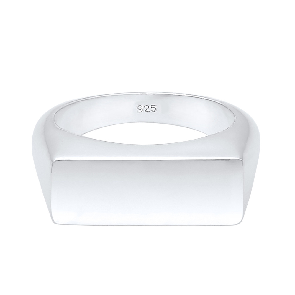Elli Elli Bague chevalière Mat Rectangle Geo Bague Femme  Plaqué Or Argent (925/1000) Bague