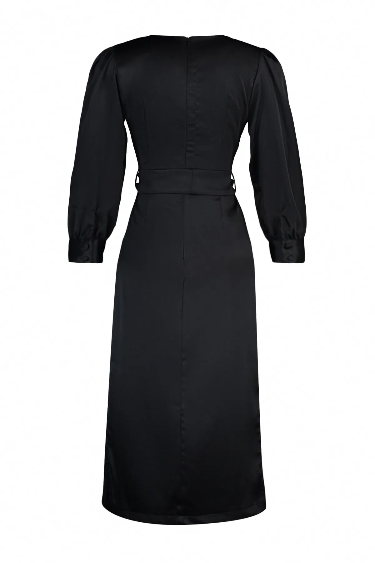 Trendyol Collection  Schwarzes, detailliertes Kleid aus Satin mit Krawatte TWOAW23EL01383
