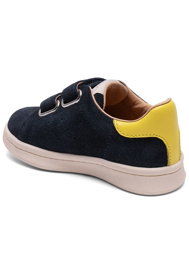 bisgaard Leder-Sneakers in Dunkelblau/ Gelb günstig kaufen